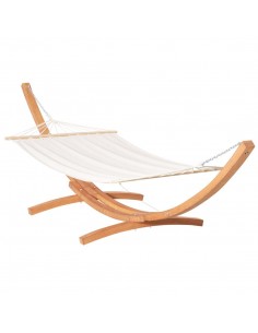 Outsunny Outdoor Garden Hammock with Wooden Stand, White
