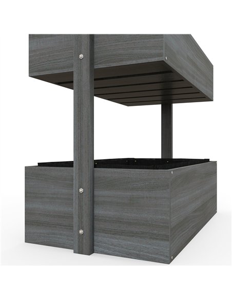 Outsunny Four-Tier Basket Wooden Plant Stand - Grey - pic 129519 | FastDaddyshop