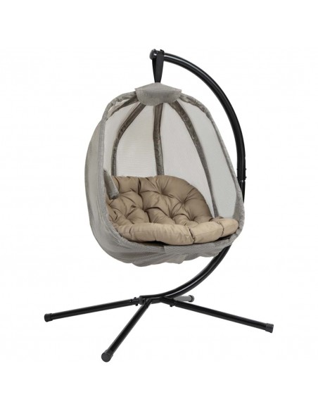 Outsunny Hanging Egg Chair, Folding Swing Hammock with Cushion and Stand, Khaki - pic 12952 | FastDaddyshop