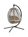 Outsunny Hanging Egg Chair, Folding Swing Hammock with Cushion and Stand, Khaki