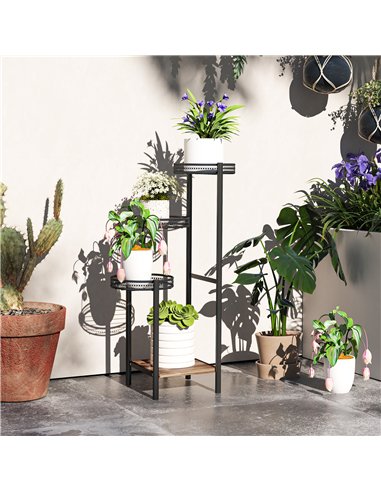 Outsunny Four-Tier Steel Plant Stand - Black