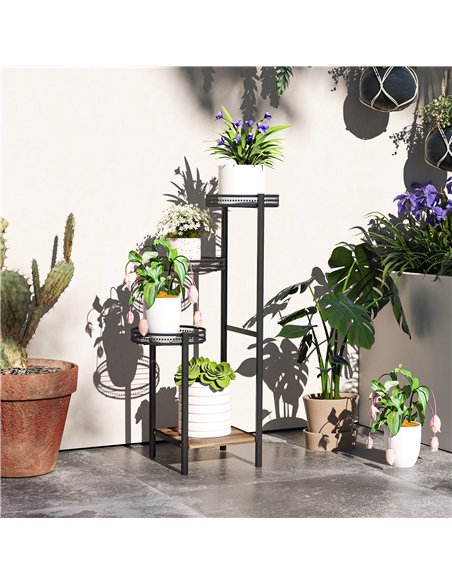 Outsunny Four-Tier Steel Plant Stand - Black - pic 129523 | FastDaddyshop