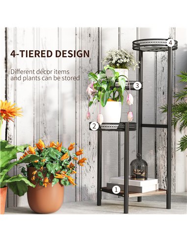 Outsunny Four-Tier Steel Plant Stand - Black