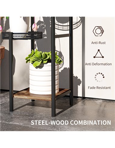 Outsunny Four-Tier Steel Plant Stand - Black