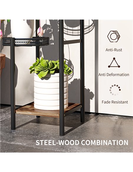 Outsunny Four-Tier Steel Plant Stand - Black - pic 129526 | FastDaddyshop