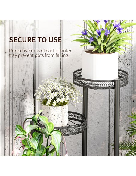 Outsunny Four-Tier Steel Plant Stand - Black - pic 129527 | FastDaddyshop