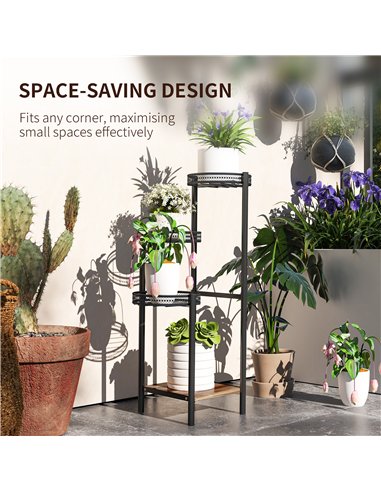 Outsunny Four-Tier Steel Plant Stand - Black
