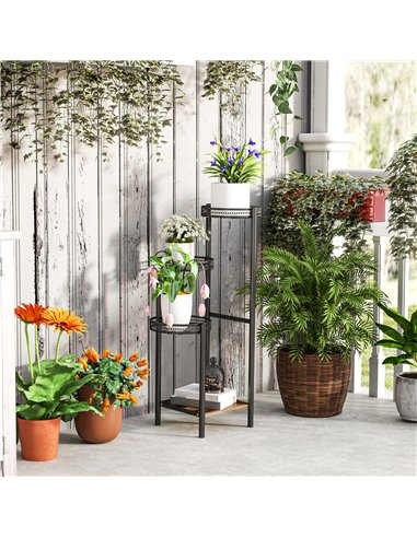 Outsunny Four-Tier Steel Plant Stand - Black