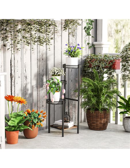 Outsunny Four-Tier Steel Plant Stand - Black - pic 129529 | FastDaddyshop