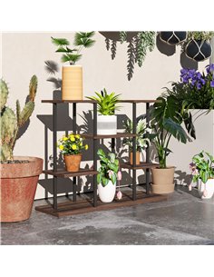 Outsunny Four-Tier Wooden Shelf Plant Stand 2
