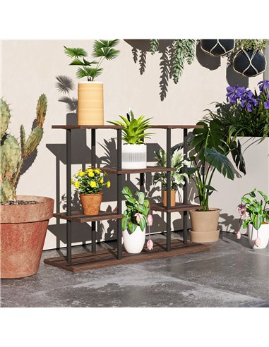 Outsunny Four-Tier Wooden Shelf Plant Stand