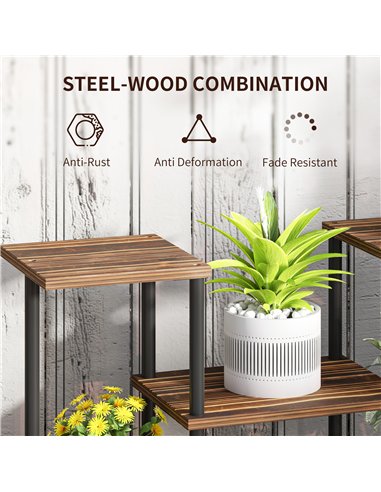 Outsunny Four-Tier Wooden Shelf Plant Stand