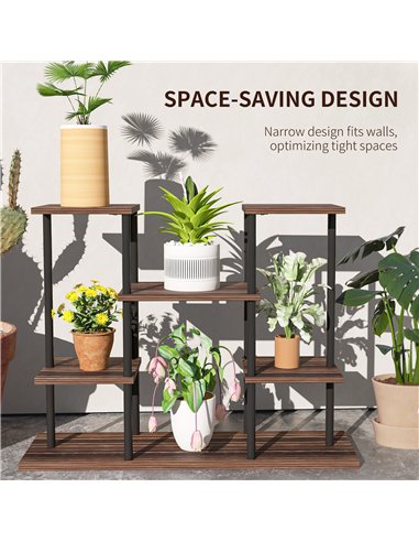 Outsunny Four-Tier Wooden Shelf Plant Stand