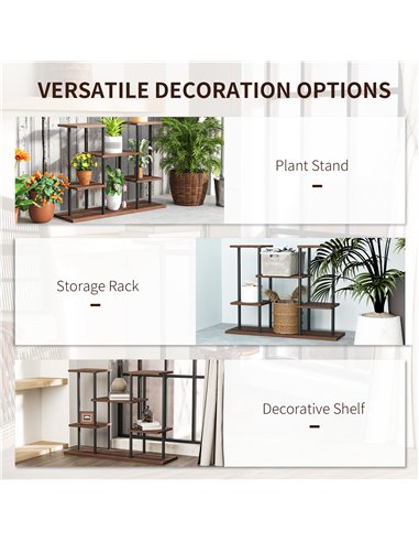 Outsunny Four-Tier Wooden Shelf Plant Stand