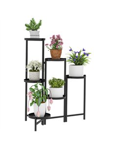 Outsunny 3 Tier Plant Stand Indoor Outdoor, Foldable Corner Plant Stands for Multiple Plants, Metal Round Flower Pot Holder for 