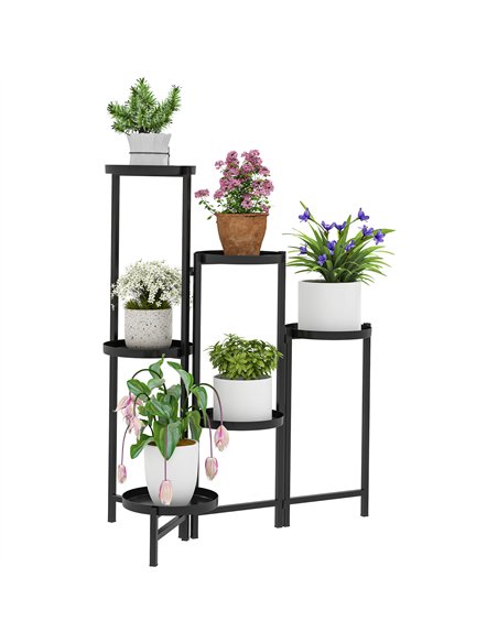 Outsunny 3 Tier Plant Stand Indoor Outdoor, Foldable Corner Plant Stands for Multiple Plants, Metal Round Flower Pot Holder for  - pic 129540 | FastDaddyshop