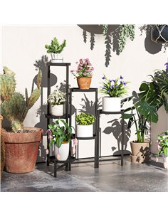 Outsunny 3 Tier Plant Stand Indoor Outdoor, Foldable Corner Plant Stands for Multiple Plants, Metal Round Flower Pot Holder for  2