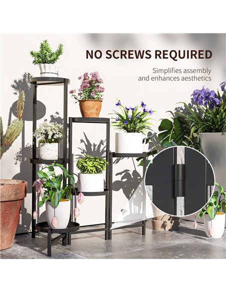 Outsunny 3 Tier Plant Stand Indoor Outdoor, Foldable Corner Plant Stands for Multiple Plants, Metal Round Flower Pot Holder for  - pic 129545 | FastDaddyshop