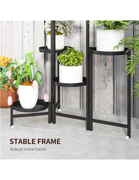 Outsunny 3 Tier Plant Stand Indoor Outdoor, Foldable Corner Plant Stands for Multiple Plants, Metal Round Flower Pot Holder for  - pic 129546 | FastDaddyshop