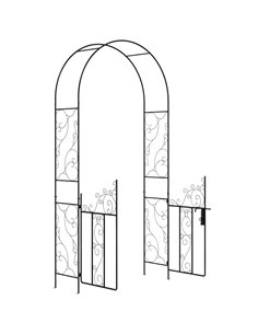 Outsunny Outdoor Garden Arch with Double Gates, Metal Garden Arbor for Climbing Plants, Roses, Vines, Wedding Arch for Outdoor, 