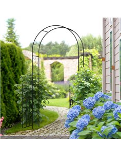 Outsunny Outdoor Garden Arch with Double Gates, Metal Garden Arbor for Climbing Plants, Roses, Vines, Wedding Arch for Outdoor,  2