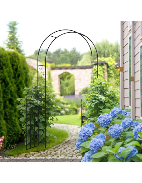 Outsunny Outdoor Garden Arch with Double Gates, Metal Garden Arbor for Climbing Plants, Roses, Vines, Wedding Arch for Outdoor,  - pic 129550 | FastDaddyshop