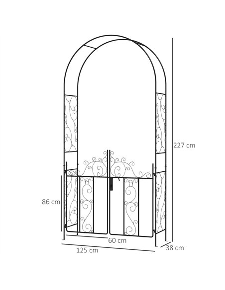 Outsunny Outdoor Garden Arch with Double Gates, Metal Garden Arbor for Climbing Plants, Roses, Vines, Wedding Arch for Outdoor,  - pic 129551 | FastDaddyshop