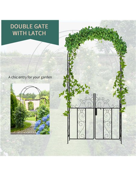 Outsunny Outdoor Garden Arch with Double Gates, Metal Garden Arbor for Climbing Plants, Roses, Vines, Wedding Arch for Outdoor,  - pic 129553 | FastDaddyshop