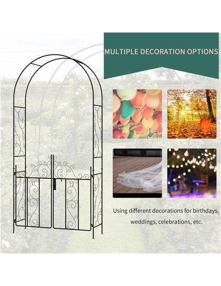 Outsunny Outdoor Garden Arch with Double Gates, Metal Garden Arbor for Climbing Plants, Roses, Vines, Wedding Arch for Outdoor,  - pic 129554 | FastDaddyshop