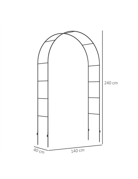 Outsunny Outdoor Garden Arch, Metal Garden Arbor for Climbing Plants, Roses, Vines, Wedding Arch for Outdoor, 140L x 40W x 240H  - pic 129560 | FastDaddyshop