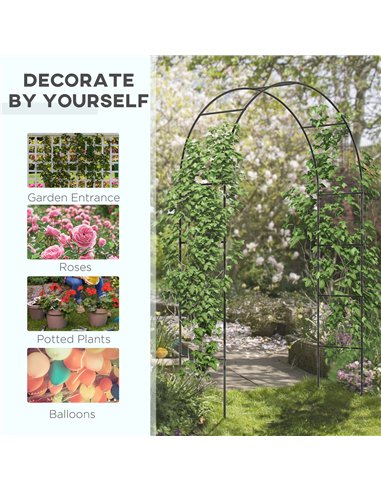 Outsunny Outdoor Garden Arch, Metal Garden Arbor for Climbing Plants, Roses, Vines, Wedding Arch for Outdoor, 140L x 40W x 240H 
