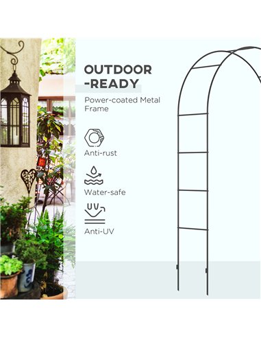 Outsunny Outdoor Garden Arch, Metal Garden Arbor for Climbing Plants, Roses, Vines, Wedding Arch for Outdoor, 140L x 40W x 240H 