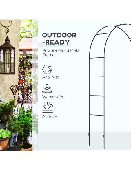 Outsunny Outdoor Garden Arch, Metal Garden Arbor for Climbing Plants, Roses, Vines, Wedding Arch for Outdoor, 140L x 40W x 240H  - pic 129563 | FastDaddyshop