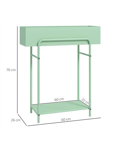 Outsunny 2 Tier Plant Stand, Metal Plant Rack Shelf with Drain Holes, Floor-standing Flower Pot Stand for Indoor Outdoor Garden 