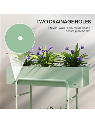 Outsunny 2 Tier Plant Stand, Metal Plant Rack Shelf with Drain Holes, Floor-standing Flower Pot Stand for Indoor Outdoor Garden 