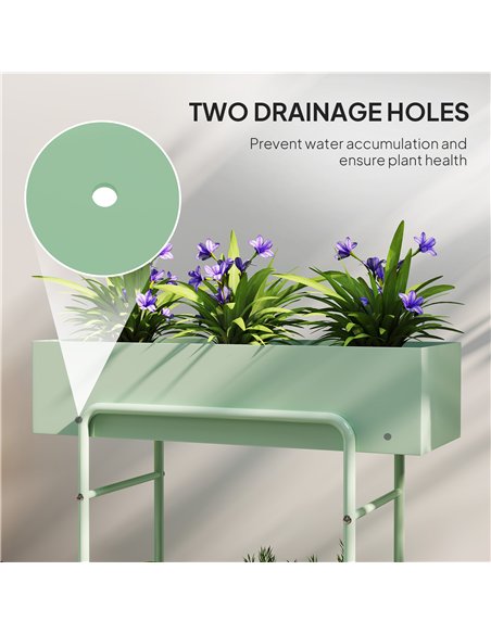 Outsunny 2 Tier Plant Stand, Metal Plant Rack Shelf with Drain Holes, Floor-standing Flower Pot Stand for Indoor Outdoor Garden  - pic 129571 | FastDaddyshop