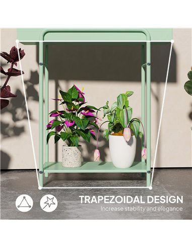 Outsunny 2 Tier Plant Stand, Metal Plant Rack Shelf with Drain Holes, Floor-standing Flower Pot Stand for Indoor Outdoor Garden 