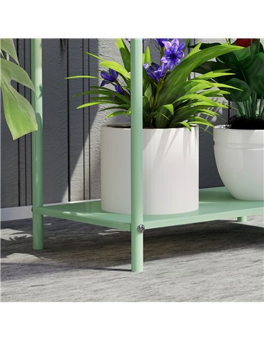 Outsunny 2 Tier Plant Stand, Metal Plant Rack Shelf with Drain Holes, Floor-standing Flower Pot Stand for Indoor Outdoor Garden 