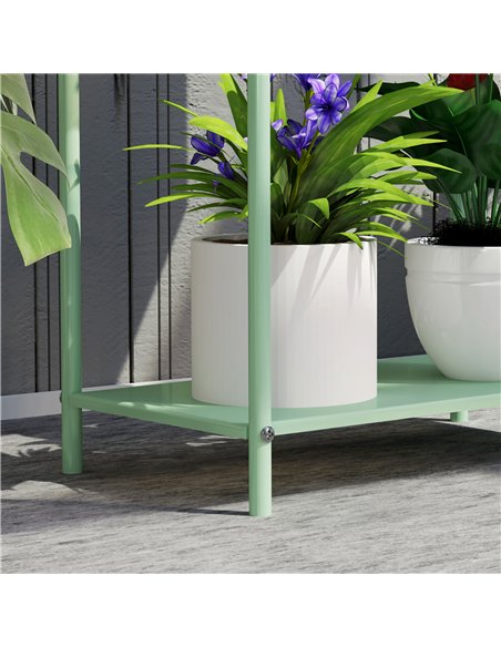 Outsunny 2 Tier Plant Stand, Metal Plant Rack Shelf with Drain Holes, Floor-standing Flower Pot Stand for Indoor Outdoor Garden  - pic 129575 | FastDaddyshop