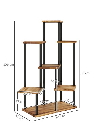 Outsunny 7 Tier Plant Stand Indoor Outdoor, Tiered Corner Steel Wood Plant Shelf for Multiple Plants, Tall Flower Stand Display  - pic 129578 | FastDaddyshop