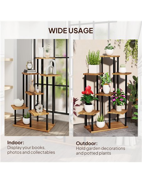Outsunny 7 Tier Plant Stand Indoor Outdoor, Tiered Corner Steel Wood Plant Shelf for Multiple Plants, Tall Flower Stand Display  - pic 129582 | FastDaddyshop