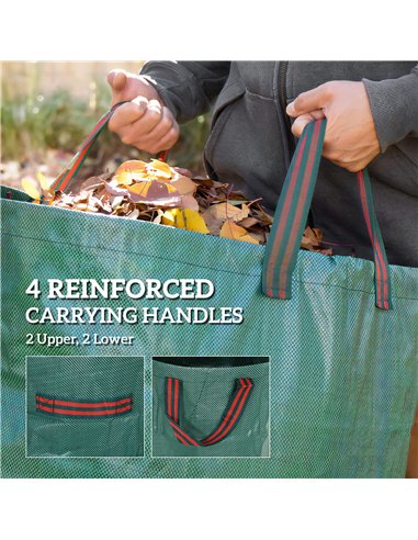 Outsunny Garden Waste Bags, 272L x 3 Heavy Duty Garden Bags, Foldable and Reusable Garden Sacks with Handles for Collecting Gard