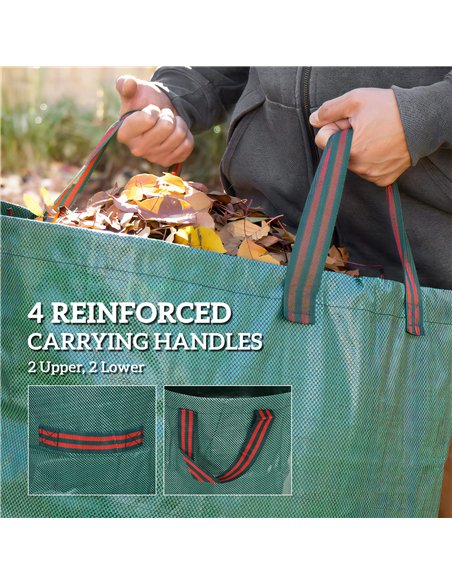 Outsunny Garden Waste Bags, 272L x 3 Heavy Duty Garden Bags, Foldable and Reusable Garden Sacks with Handles for Collecting Gard - pic 129598 | FastDaddyshop