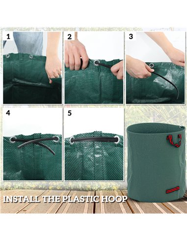 Outsunny Garden Waste Bags, 272L x 3 Heavy Duty Garden Bags, Foldable and Reusable Garden Sacks with Handles for Collecting Gard