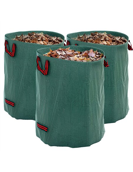 Outsunny Garden Waste Bags, 300L x 3 Heavy Duty Garden Bags, Foldable and Reusable Garden Sacks with Handles for Collecting Gard - pic 129603 | FastDaddyshop