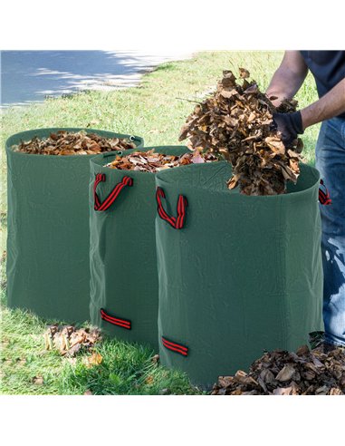 Outsunny Garden Waste Bags, 300L x 3 Heavy Duty Garden Bags, Foldable and Reusable Garden Sacks with Handles for Collecting Gard