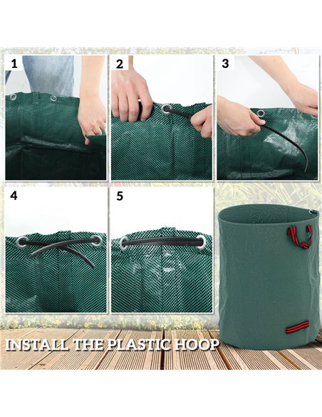 Outsunny Garden Waste Bags, 300L x 3 Heavy Duty Garden Bags, Foldable and Reusable Garden Sacks with Handles for Collecting Gard - pic 129608 | FastDaddyshop