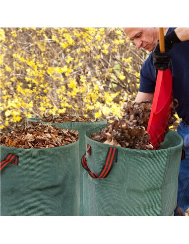 Outsunny Garden Waste Bags, 300L x 3 Heavy Duty Garden Bags, Foldable and Reusable Garden Sacks with Handles for Collecting Gard