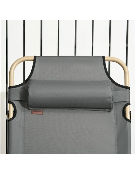 Outsunny Padded Garden Lounger, with Seven-Position Back and Footrest - Grey - pic 129619 | FastDaddyshop