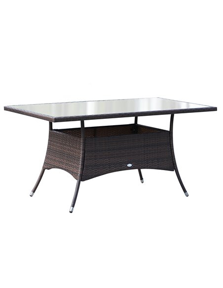 Outsunny 6-Seater Rattan Garden Furniture Dining Set 6-seater Patio Rectangular Table Cube Chairs Outdoor Fire Retardant Sponge  - pic 12962 | FastDaddyshop